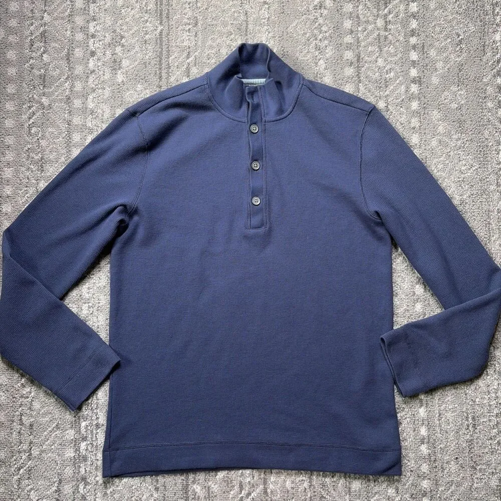 Banana Republic Lot Of 2 Mens Waffle Knit Long Sleeve Shirts Large Plum Blue